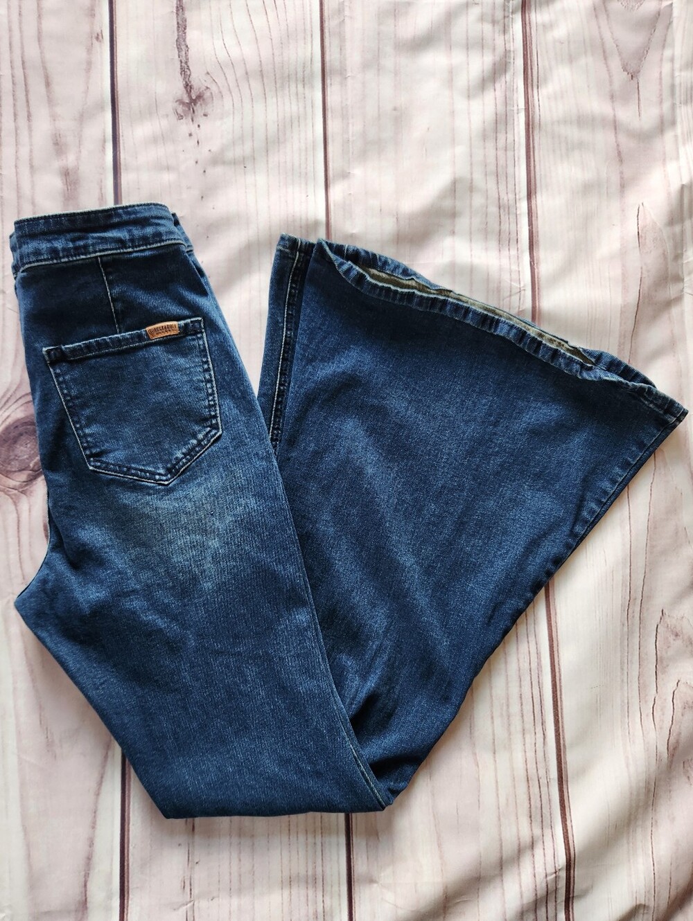 Rock & Roll Cowgirl "High Rise Bell Bottom Jean" Flare Blue | Women's Size 29 - Picture 4 of 15